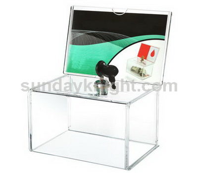 clear acrylic charity box with lock