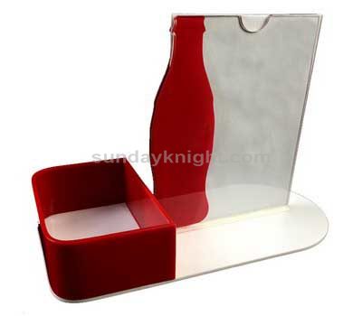Acrylic menu stand with tissue holder