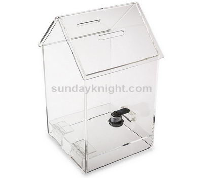 House shaped clear acrylic donation box