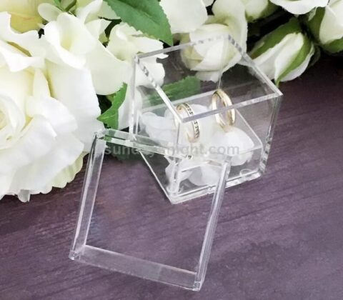 SKAB-184-1 Wholesale luxury clear acrylic wedding ring box