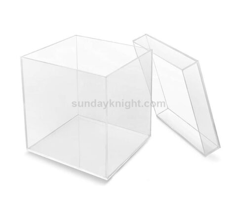 Custom acrylic cube display 5 sided box with lid wholesale