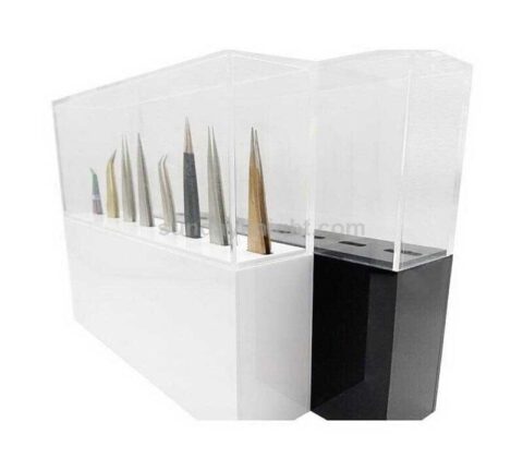 Custom acrylic tweezer stand eyelash extension tweezer holder box with cover