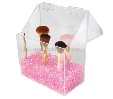 SKMD-426-1 Covered Makeup Brush Holder with Dustproof Lid Pearls Beads