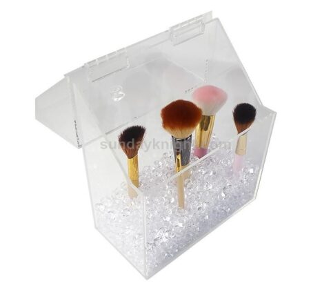 SKMD-426-3 Covered Makeup Brush Holder with Dustproof Lid Pearls Beads