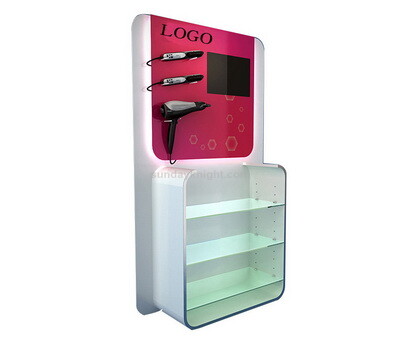 Custom hair dryer hair curler display stand rack shelf