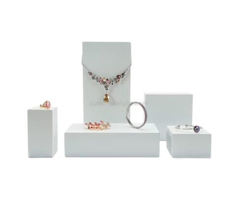 Custom matte white acrylic display blocks for jewelry