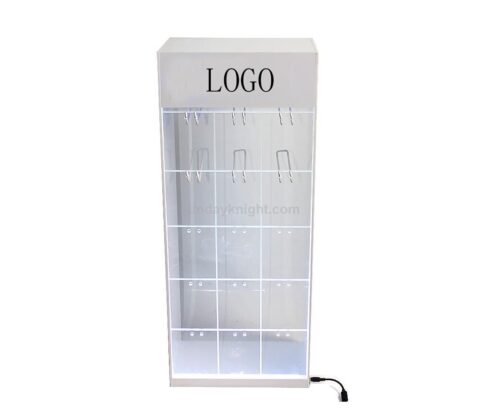 Custom LED light acrylic display case with pegboard
