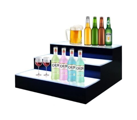 Customized 3 tier liquor bottle shelf with LED light