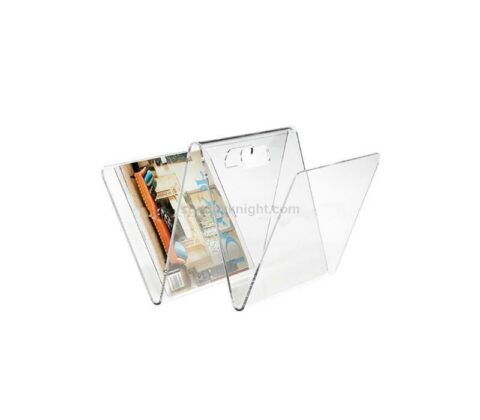 W shaped acrylic holder for book magazine newspaper