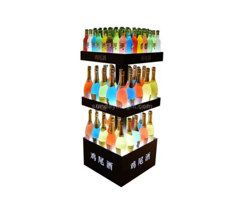 Custom floor standing lighted liquor bottle display shelf