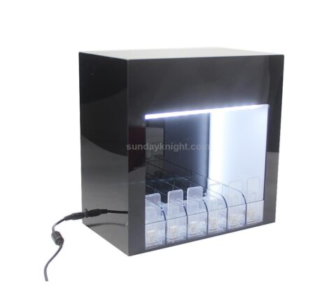 Custom lighted display cases with spring loaded pusher