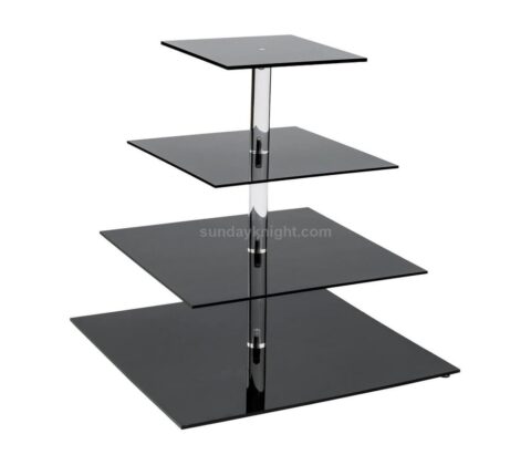 Kundenspezifische 4-stöckige schwarze Acryl-Cupcake-Display-Ständer