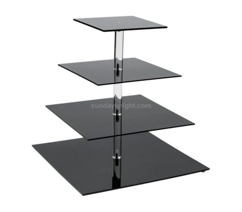 Custom 4 tier black acrylic cupcake display stands