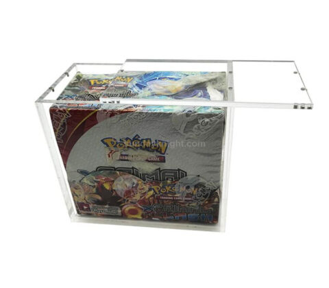 Crystal clear pokemon booster acrylic display case with magnetic lid wholesale