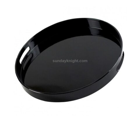 SKAT-140-1 Custom Round Acrylic Tray Lucite Circle Serving Tray With Handles Wholesale