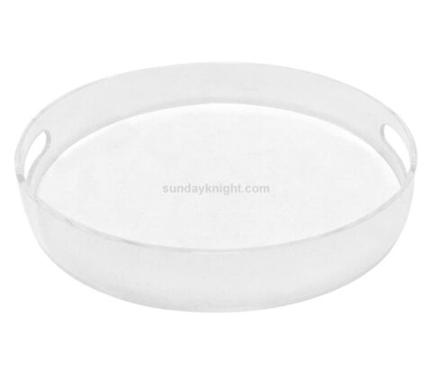 Custom Round Acrylic Tray Lucite Circle Serving Tray With Handles Wholesale