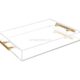 SKAT-141-2 Custom White Or Clear Acrylic Serving Tray with Silver or Gold Handles