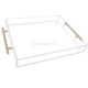 SKAT-141-5 Custom White Or Clear Acrylic Serving Tray with Silver or Gold Handles