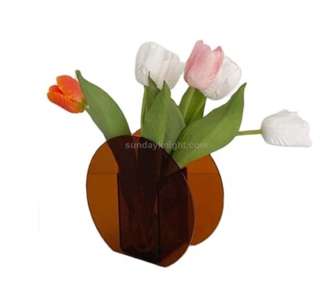 Customized Home Decoration Table Top Brown Acrylic Flower Vase