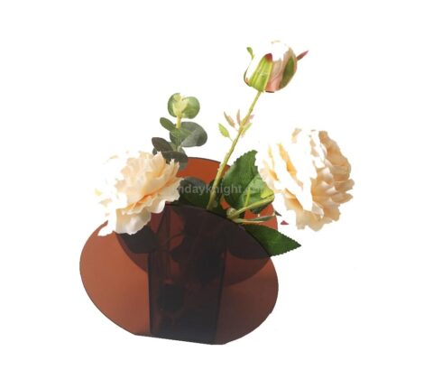 SKVA-001 Customized Home Decoration Table Top Brown Acrylic Flower Vase