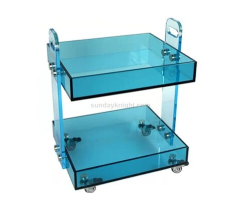 Custom Modern Acrylic Rolling Bar Cart End Table with Handles