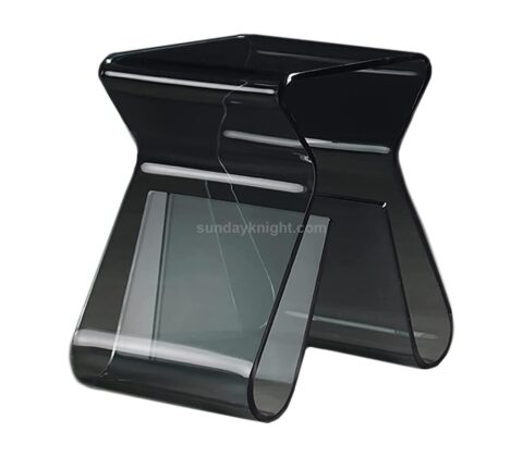 Custom Side Table Acrylic Smoky Gray End Table with Storage Accent Table