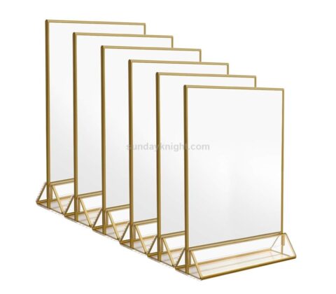 Custom Double Sided Acrylic Gold or Silver Menu Holders Wholesale