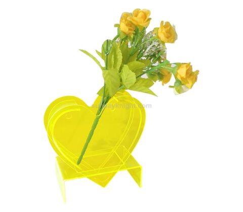 Custom Decoration Acrylic Heart Shape Rose Vase For Wedding