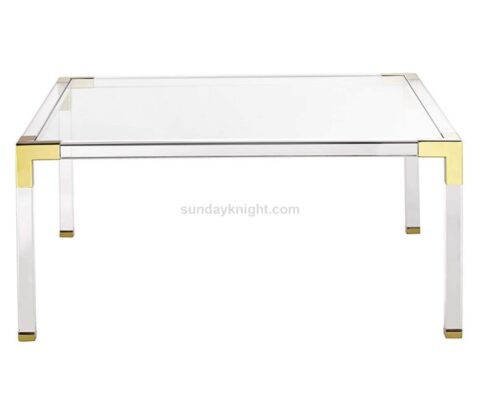 Custom Modern Acrylic Coffee Table Clear Gold for Living Room