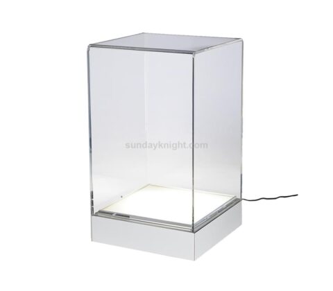 Countertop Acrylic Pedestal Display Case With Interior LED Base