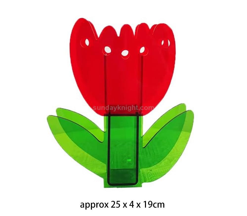 Modern minimalist colorful acrylic vase green leaf red flower wholesale