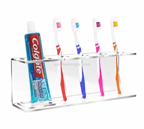 Wall mounted acrylic toothbrush toothpaste display storage rack