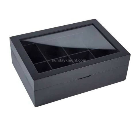 Custom Luxury Black Acrylic Storage Case Teabag Tea Boxes Organizer