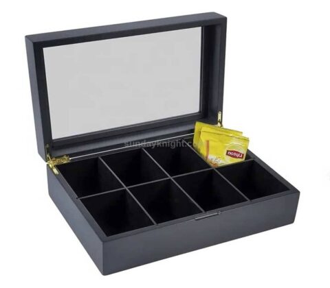 Custom Luxury Black Acrylic Storage Case Teabag Tea Boxes Organizer