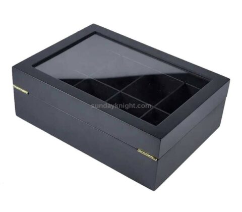 Aangepaste luxe zwarte acryl opbergdoos theezakje theedozen organisator