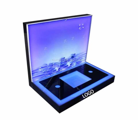 Custom Acrylic Counter top Display Stand Case with LED Light
