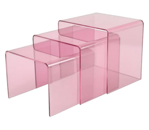 3-tlg. Set Transluzenter Acryl Couchtisch Nesting Tisch
