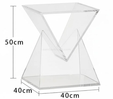 Triangular Hollow Acrylic Bedside Table Wholesale