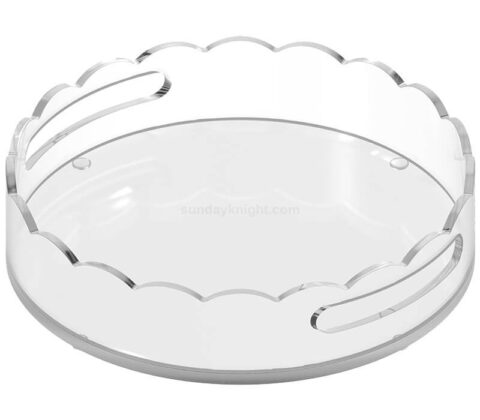 손잡이가 있는 맞춤형 스캘럽 원형 아크릴 트레이