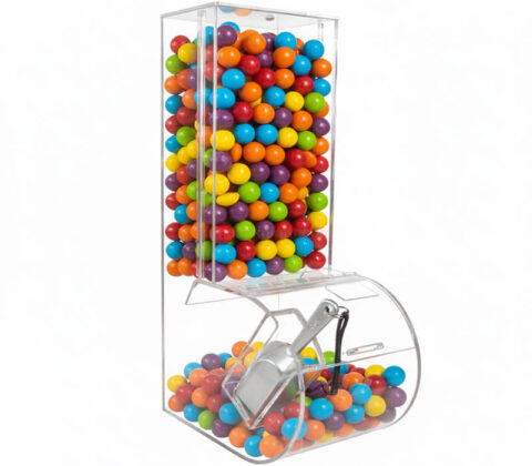 원형 맞춤형 투명 아크릴 직면 중력 쓰레기통