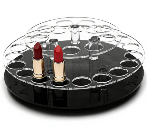 Organizador redondo acrílico transparente giratorio personalizado para barras de labios