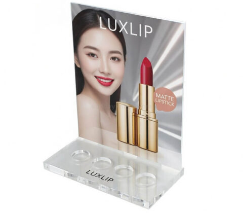 Supporto acrilico su ordinazione dell'esposizione del rossetto con stampa