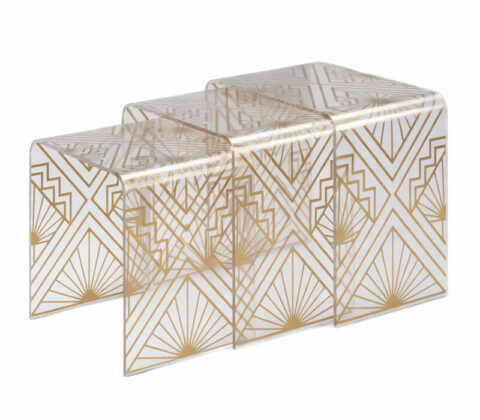 Custom Art Deco Gold Nesting Acryl Tische - Satz von 3
