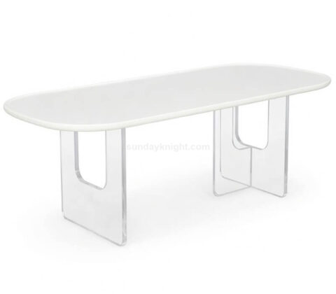 Individueller weißer Acryltisch mit klarem Sockel