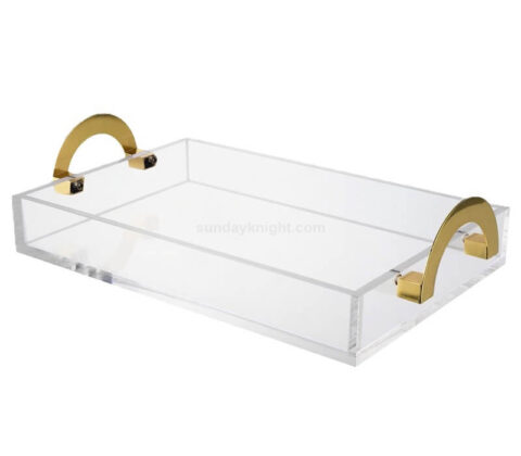 Elegantes Lucite-Tablett mit goldenen Griffen Großhandel