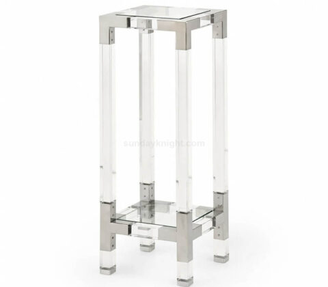 Pedestal de exhibición de lujo personalizado de lucita y cromo