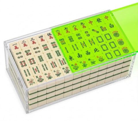 Scatola personalizzata in acrilico per mahjong con coperchio scorrevole colorato