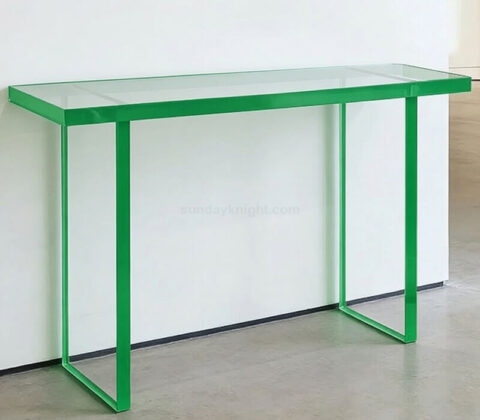 Custom Clear Acrylic Console Table with Colored Edges