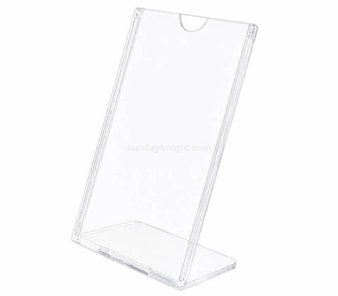 Porte-affiche sur mesure en plastique acrylique transparent, en forme de L
