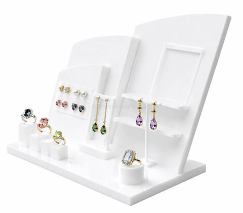Elegant White Acrylic Jewelry Organizer Stand